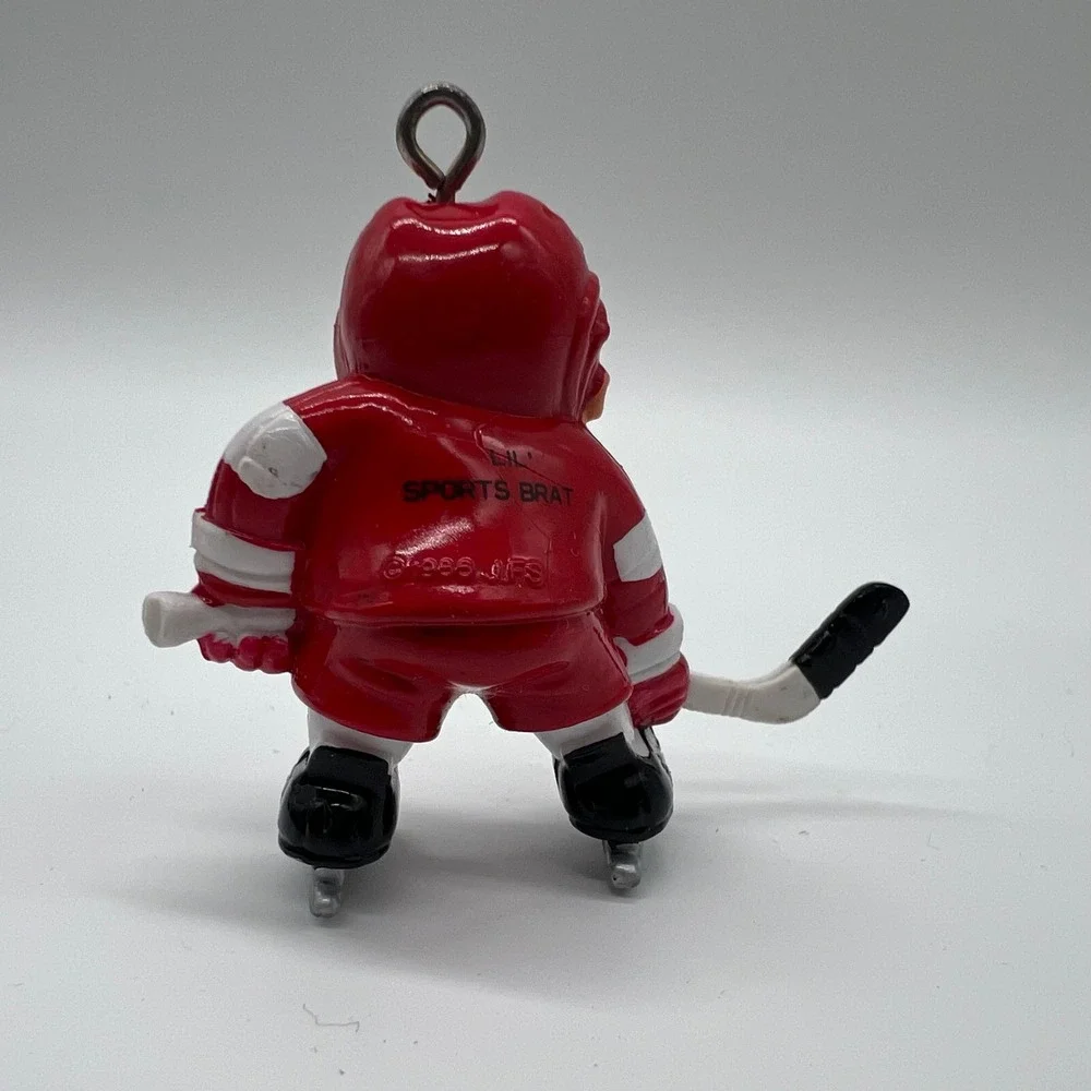 Vintage 1986 Lil Sports Brat Detroit Red Wings Hockey Player Ornament NHL Red